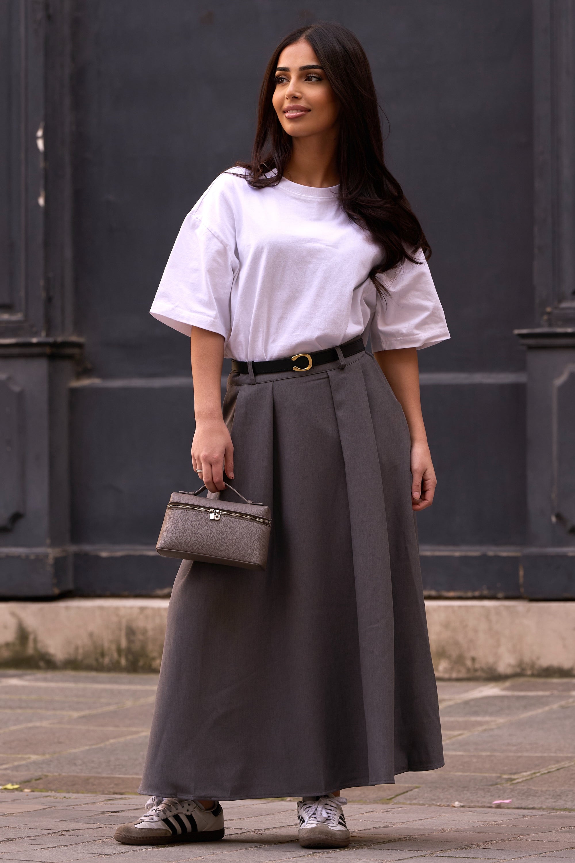 Grise Belted Elegance Skirt