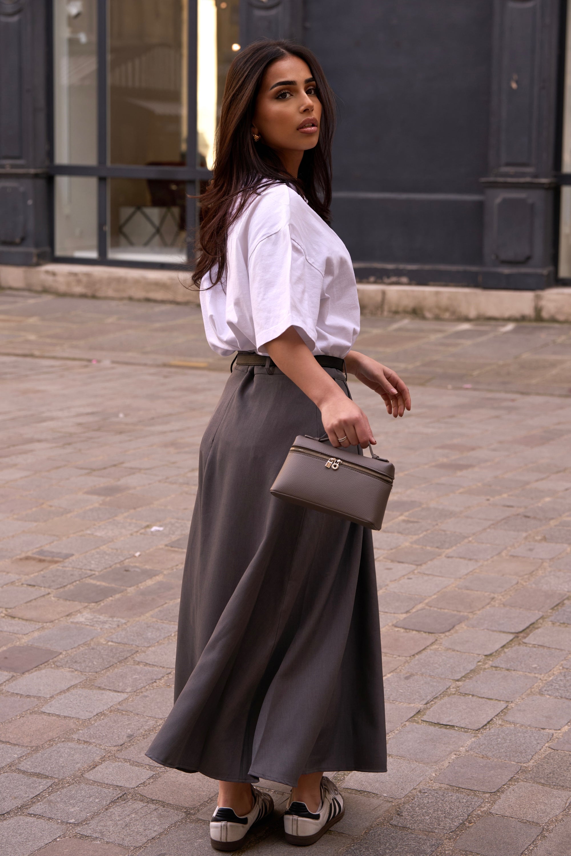 Grise Belted Elegance Skirt